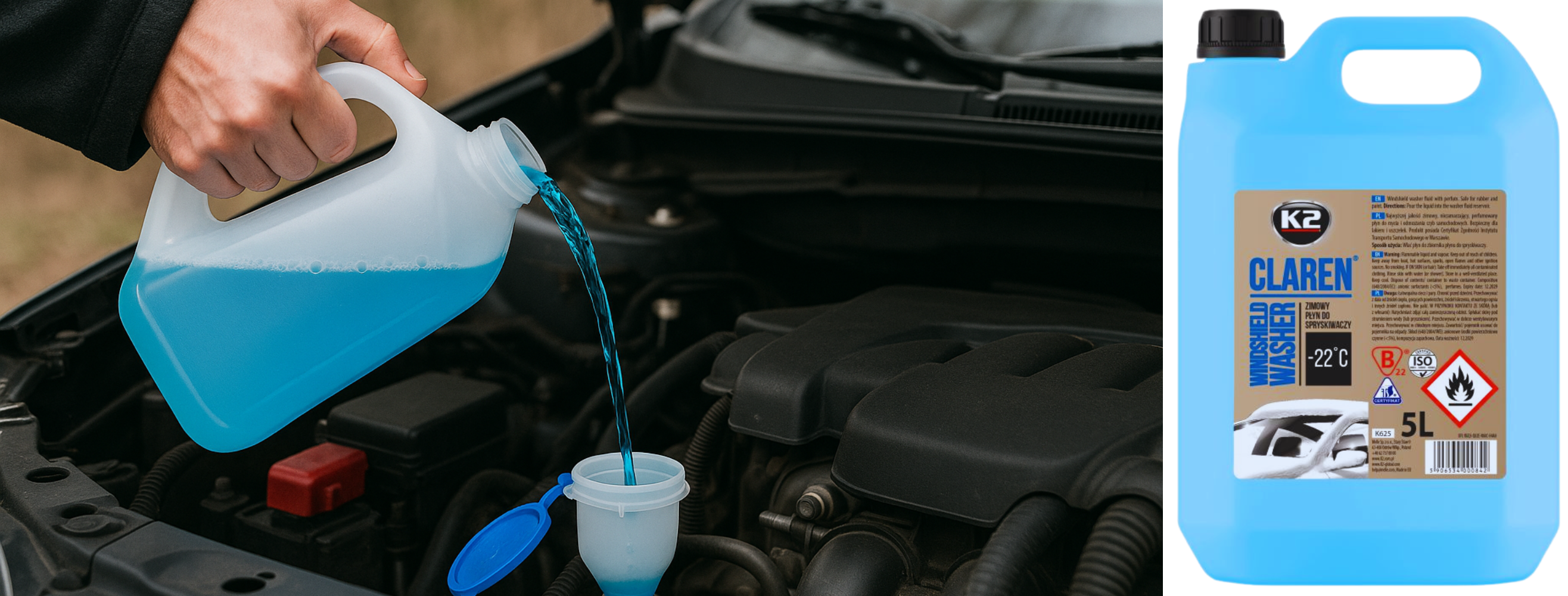 Zimowy płyn do spryskiwaczy K2 Claren -22°C 5L.